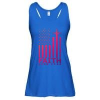 Usa Flag Patriotic American Gift Faith Over Fear Prayer Gift Ladies Essential Flowy Tank