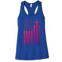 Usa Flag Patriotic American Gift Faith Over Fear Prayer Gift Women's Racerback Tank