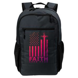 Usa Flag Patriotic American Gift Faith Over Fear Prayer Gift Daily Commute Backpack