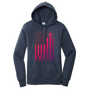 Usa Flag Patriotic American Gift Faith Over Fear Prayer Gift Women's Pullover Hoodie