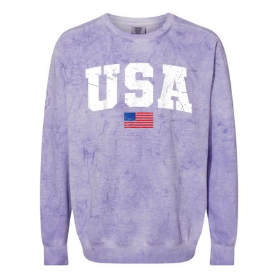 USA Flag Patriotic 4th Of July America Day Of Independence Colorblast Crewneck Sweatshirt