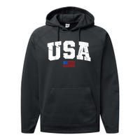 USA Flag Patriotic 4th Of July America Day Of Independence Performance Fleece Hoodie