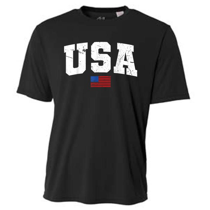 USA Flag Patriotic 4th Of July America Day Of Independence Cooling Performance Crew T-Shirt