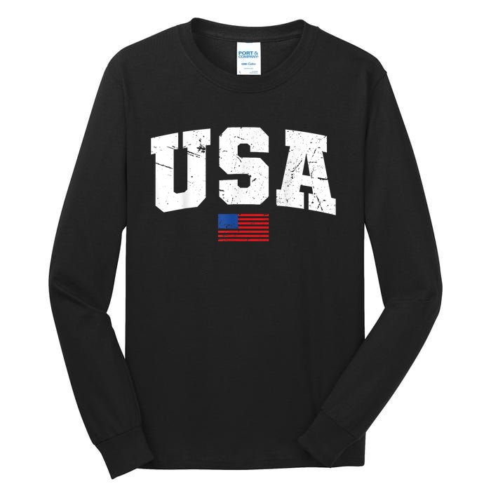 USA Flag Patriotic 4th Of July America Day Of Independence Tall Long Sleeve T-Shirt