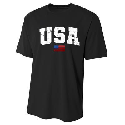 USA Flag Patriotic 4th Of July America Day Of Independence Performance Sprint T-Shirt