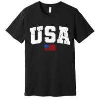 USA Flag Patriotic 4th Of July America Day Of Independence Premium T-Shirt