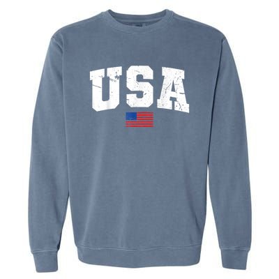 USA Flag Patriotic 4th Of July America Day Of Independence Garment-Dyed Sweatshirt