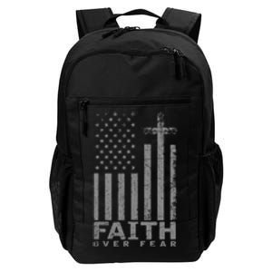 Usa Flag Patriotic American Faith Over Fear Prayer Daily Commute Backpack