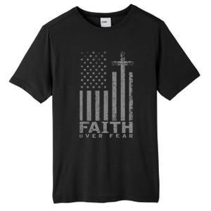 Usa Flag Patriotic American Faith Over Fear Prayer Tall Fusion ChromaSoft Performance T-Shirt