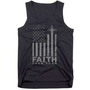 Usa Flag Patriotic American Faith Over Fear Prayer Tank Top