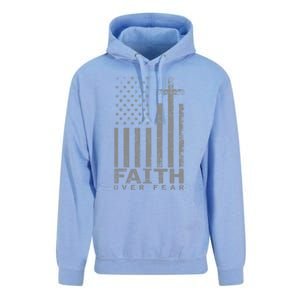 Usa Flag Patriotic American Faith Over Fear Prayer Unisex Surf Hoodie