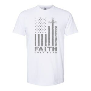 Usa Flag Patriotic American Faith Over Fear Prayer Softstyle CVC T-Shirt