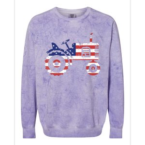 USA Flag Patriotic Tractor American Farmer Colorblast Crewneck Sweatshirt