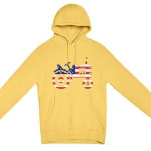 USA Flag Patriotic Tractor American Farmer Premium Pullover Hoodie