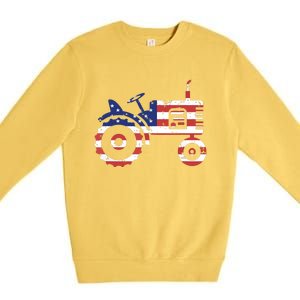 USA Flag Patriotic Tractor American Farmer Premium Crewneck Sweatshirt