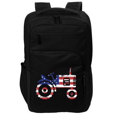 USA Flag Patriotic Tractor American Farmer Impact Tech Backpack