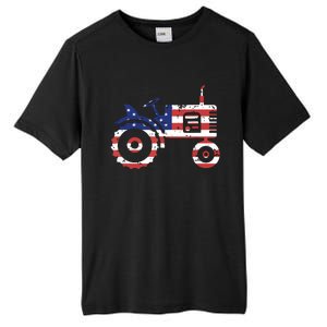 USA Flag Patriotic Tractor American Farmer Tall Fusion ChromaSoft Performance T-Shirt