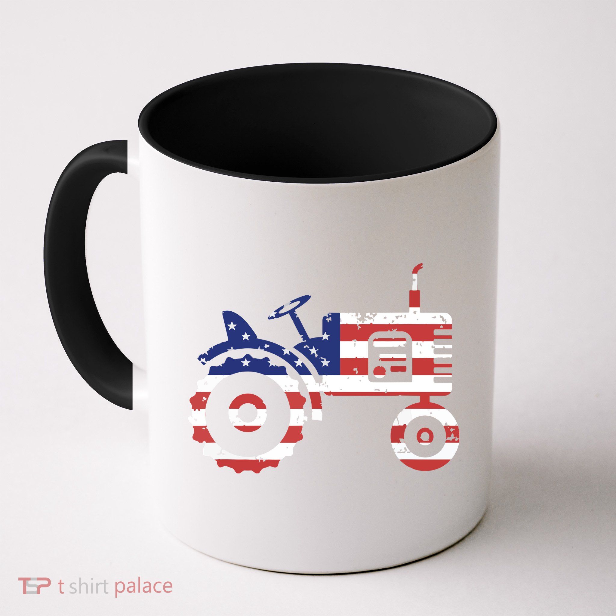 USA Flag Patriotic Tractor American Farmer Mug