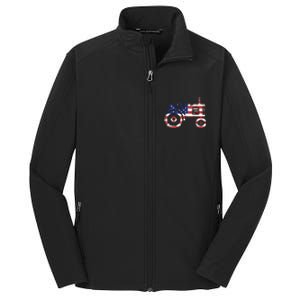 USA Flag Patriotic Tractor American Farmer Core Soft Shell Jacket