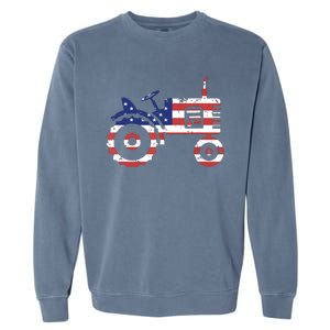 USA Flag Patriotic Tractor American Farmer Garment-Dyed Sweatshirt