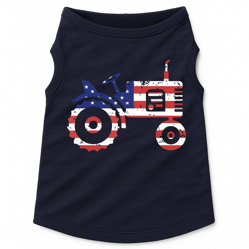 USA Flag Patriotic Tractor American Farmer Doggie Tank
