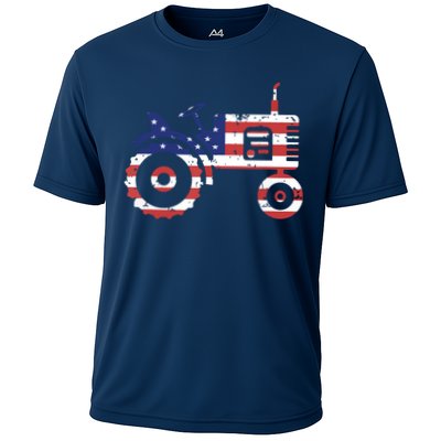 USA Flag Patriotic Tractor American Farmer Performance Shirt