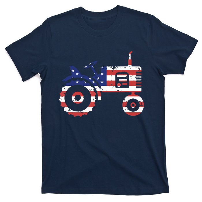 USA Flag Patriotic Tractor American Farmer T-Shirt