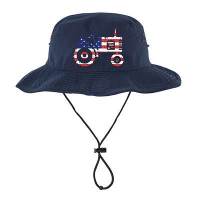 USA Flag Patriotic Tractor American Farmer Bucket Hat