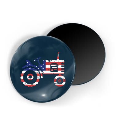 USA Flag Patriotic Tractor American Farmer Magnet