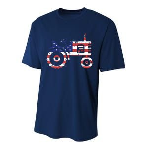 USA Flag Patriotic Tractor American Farmer Performance Sprint T-Shirt