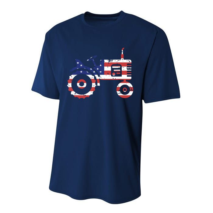 USA Flag Patriotic Tractor American Farmer Performance Sprint T-Shirt