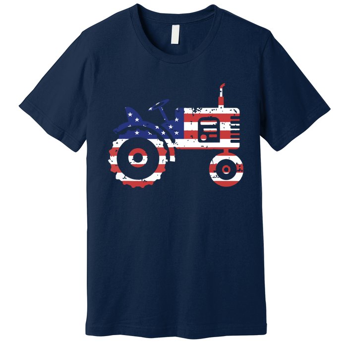 USA Flag Patriotic Tractor American Farmer Premium T-Shirt