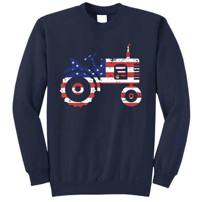 USA Flag Patriotic Tractor American Farmer Tall Sweatshirt