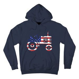 USA Flag Patriotic Tractor American Farmer Tall Hoodie