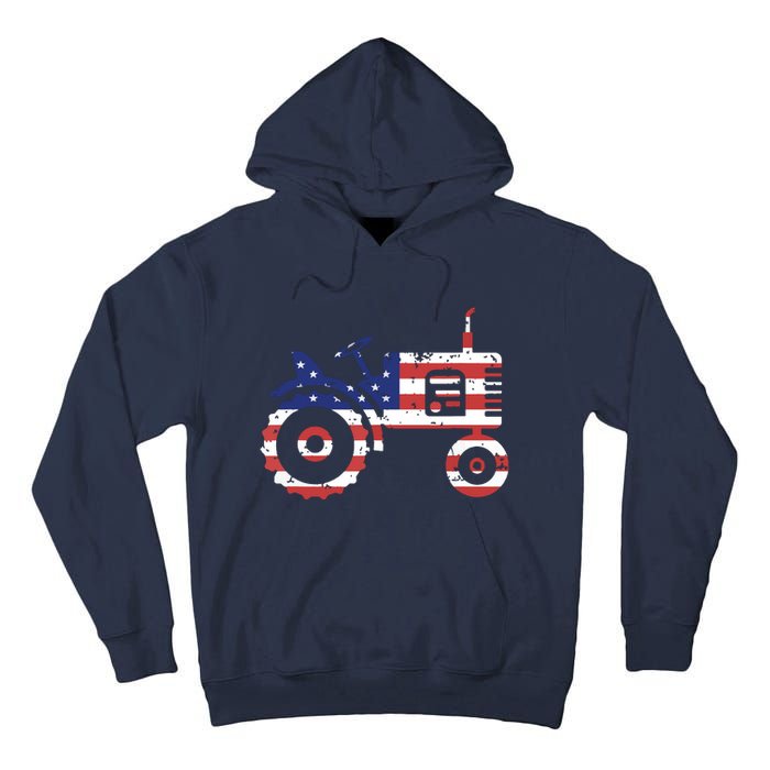 USA Flag Patriotic Tractor American Farmer Tall Hoodie