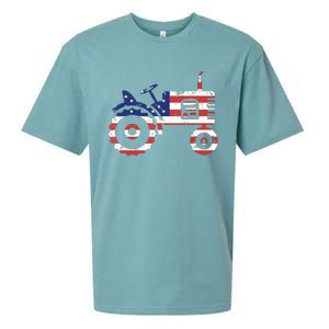 USA Flag Patriotic Tractor American Farmer Sueded Cloud Jersey T-Shirt