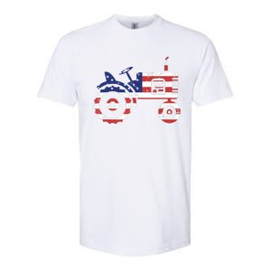 USA Flag Patriotic Tractor American Farmer Softstyle CVC T-Shirt