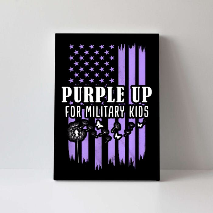 Usa Flag Purple Up For Military Child Dandelion Canvas