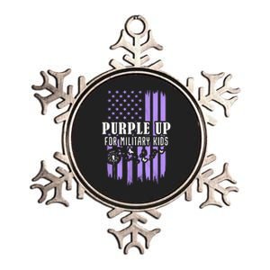 Usa Flag Purple Up For Military Child Dandelion Metallic Star Ornament