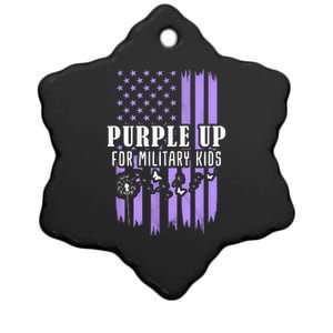 Usa Flag Purple Up For Military Child Dandelion Ceramic Star Ornament