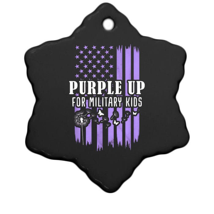 Usa Flag Purple Up For Military Child Dandelion Ceramic Star Ornament