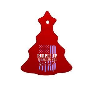 Usa Flag Purple Up For Military Child Dandelion Ceramic Tree Ornament