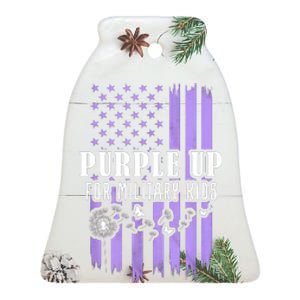 Usa Flag Purple Up For Military Child Dandelion Ceramic Bell Ornament