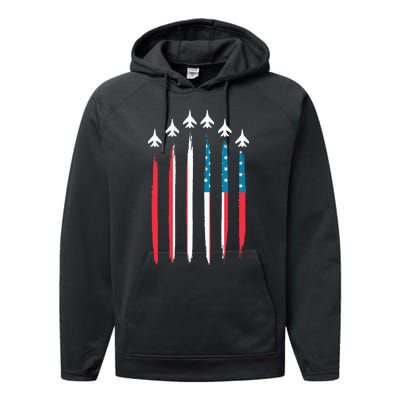 US Flag Patriotic American Happy 4th Of July Performance Fleece Hoodie