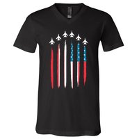 US Flag Patriotic American Happy 4th Of July V-Neck T-Shirt