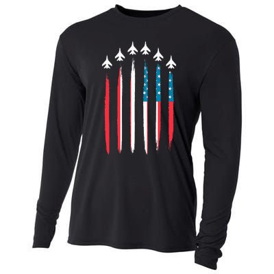 US Flag Patriotic American Happy 4th Of July Cooling Performance Long Sleeve Crew