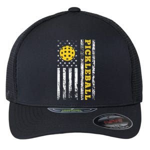 US Flag Pickleball Player Paddleball Lover Flexfit Unipanel Trucker Cap