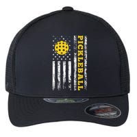 US Flag Pickleball Player Paddleball Lover Flexfit Unipanel Trucker Cap