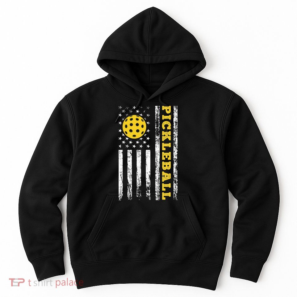 US Flag Pickleball Player Paddleball Lover Hoodie