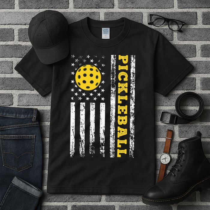 US Flag Pickleball Player Paddleball Lover Tall T-Shirt